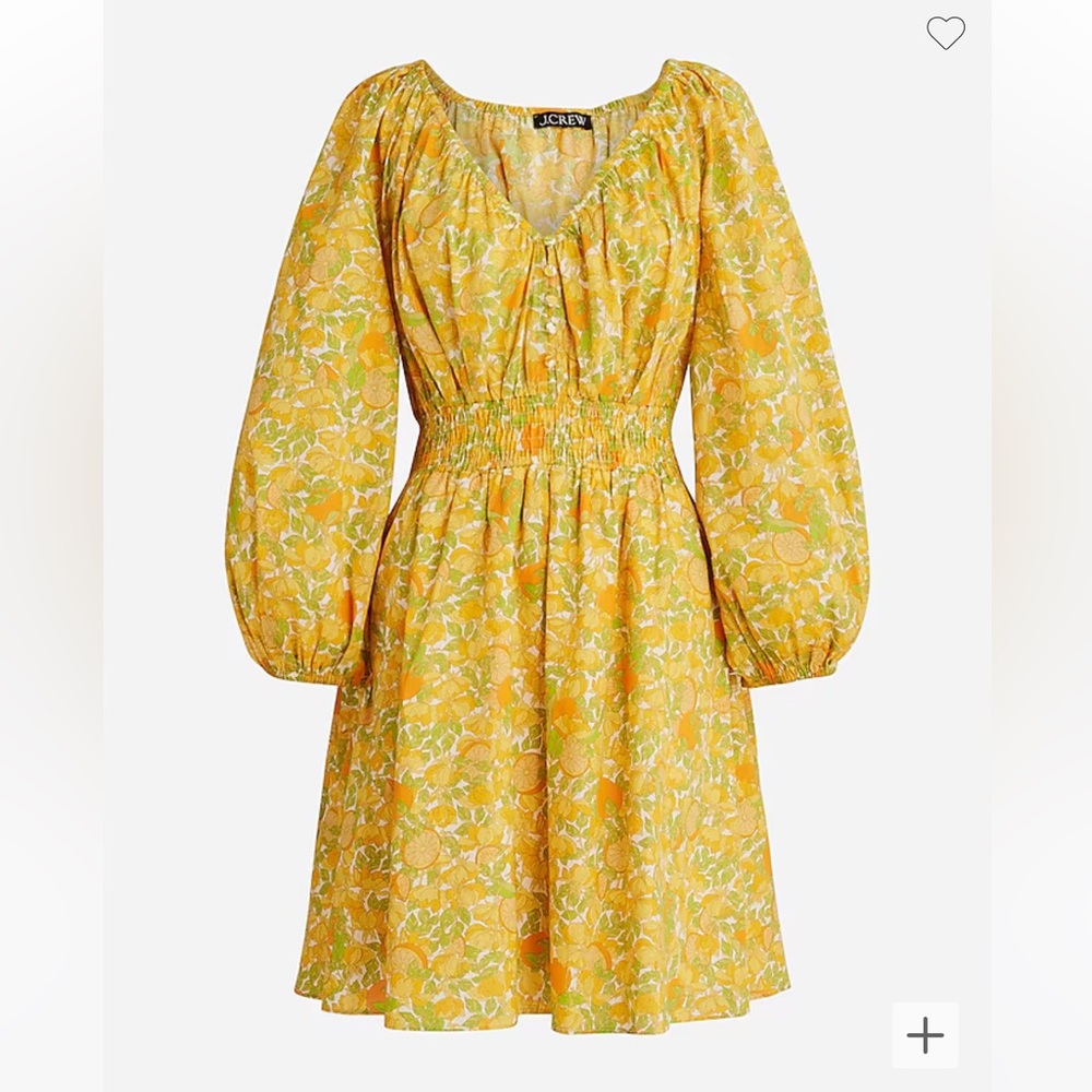 NWT J Crew V-neck cotton lawn mini dress in limone print